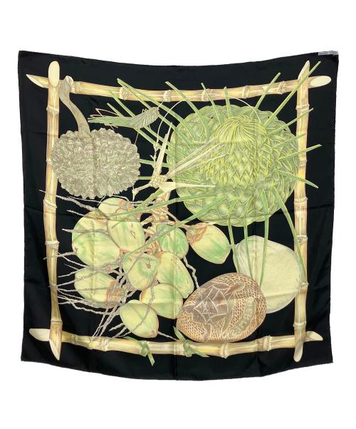 HERMES（エルメス）HERMES (エルメス) スカーフ ブラック×グリーンの古着・服飾アイテム