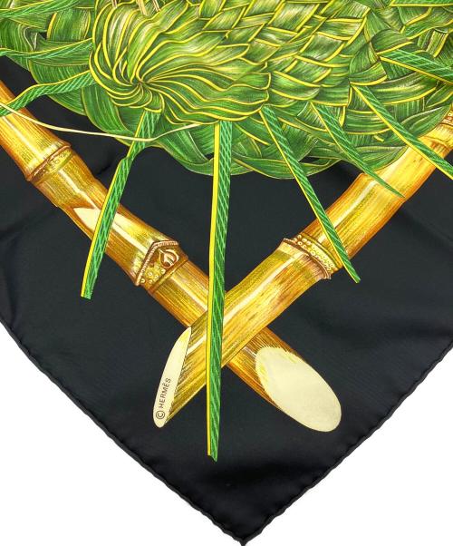 HERMES（エルメス）HERMES (エルメス) スカーフ ブラック×グリーンの古着・服飾アイテム