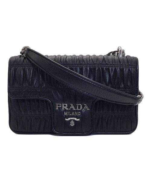PRADA（プラダ）PRADA (プラダ) ナッパゴフレチェーンショルダーバッグ ブラックの古着・服飾アイテム