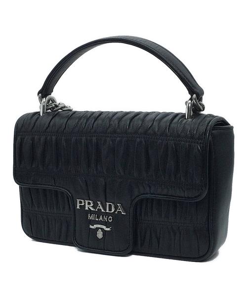 PRADA（プラダ）PRADA (プラダ) ナッパゴフレチェーンショルダーバッグ ブラックの古着・服飾アイテム