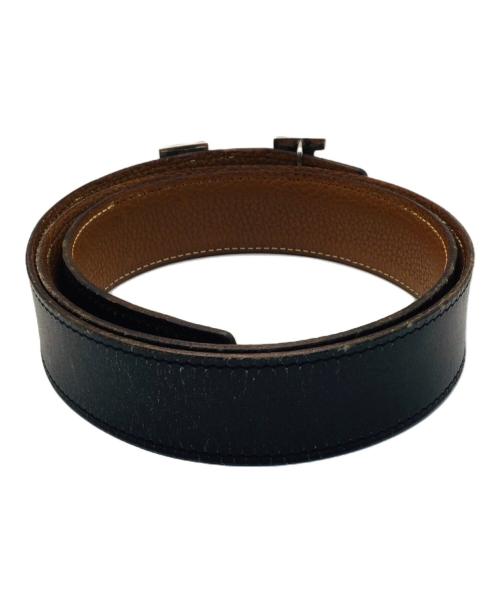 HERMES（エルメス）HERMES (エルメス) コンスタンス レザーベルト ブラック×シルバーの古着・服飾アイテム