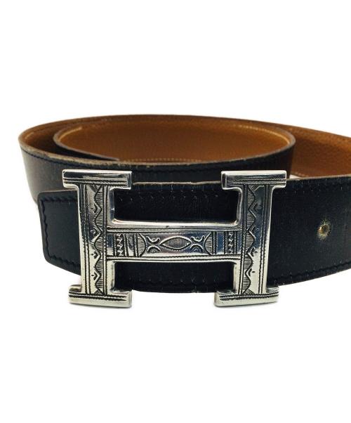 HERMES（エルメス）HERMES (エルメス) コンスタンス レザーベルト ブラック×シルバーの古着・服飾アイテム