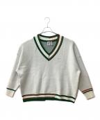 adidasアディダス）の古着「HS9521　セーター」｜ホワイト×グリーン