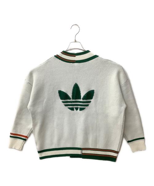 adidas（アディダス）adidas (アディダス) HS9521 セーター ホワイト×グリーン サイズ:Mの古着・服飾アイテム