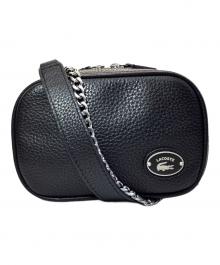 LACOSTE（ラコステ）の古着「LACOSTE(ラコステ)レザーショルダーバッグオリジンクロコ トップグレイ」｜ブラック