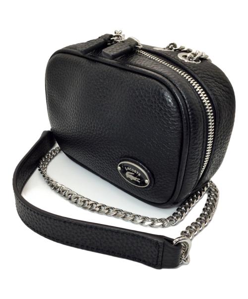 LACOSTE（ラコステ）LACOSTE (ラコステ) LACOSTE(ラコステ)レザーショルダーバッグオリジンクロコ トップグレイ ブラックの古着・服飾アイテム