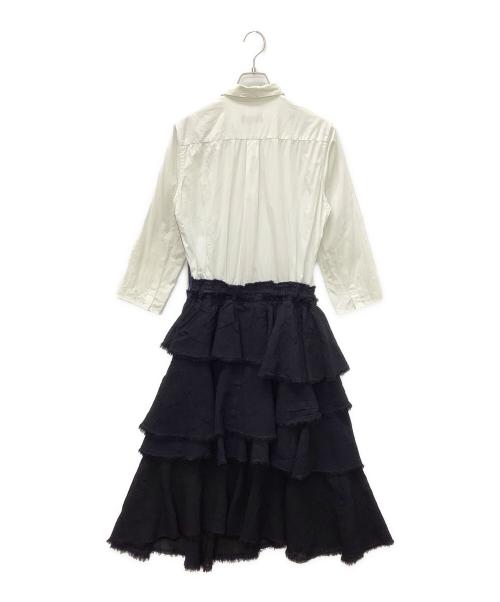 ROBE DE CHAMBRE COMME DES GARCONS（ローブドシャンブル コムデギャルソン）ROBE DE CHAMBRE COMME DES GARCONS (ローブドシャンブル コムデギャルソン) 切替シャツワンピース ホワイト×ネイビー サイズ:なしの古着・服飾アイテム