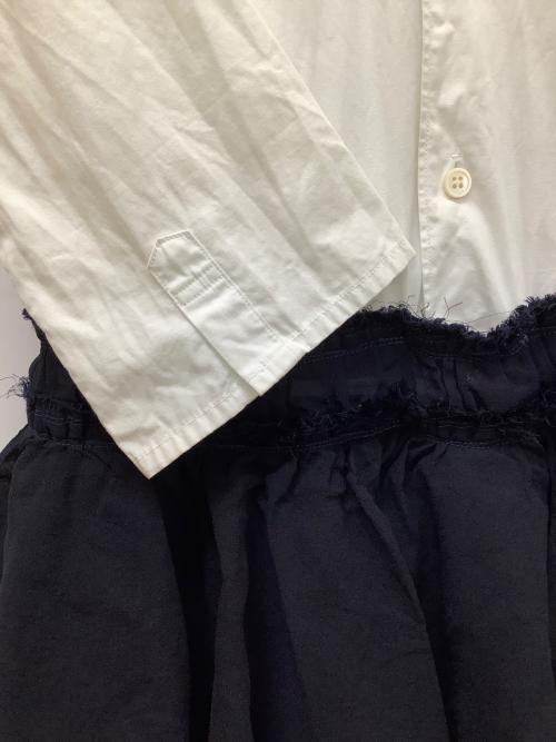 ROBE DE CHAMBRE COMME DES GARCONS（ローブドシャンブル コムデギャルソン）ROBE DE CHAMBRE COMME DES GARCONS (ローブドシャンブル コムデギャルソン) 切替シャツワンピース ホワイト×ネイビー サイズ:なしの古着・服飾アイテム