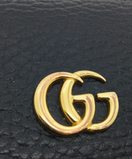 GUCCI（グッチ）GUCCI (グッチ) GUCCI(グッチ)長財布GG マーモント ダブルG バイカラー コンチネンタルウォレット ブラック×ベージュの古着・服飾アイテム