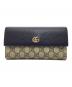 GUCCI（グッチ）の古着「GUCCI(グッチ)長財布GG マーモント ダブルG バイカラー コンチネンタルウォレット」｜ブラック×ベージュ
