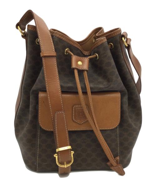 CELINE（セリーヌ）CELINE (セリーヌ) 巾着ショルダーバッグ ブラウンの古着・服飾アイテム