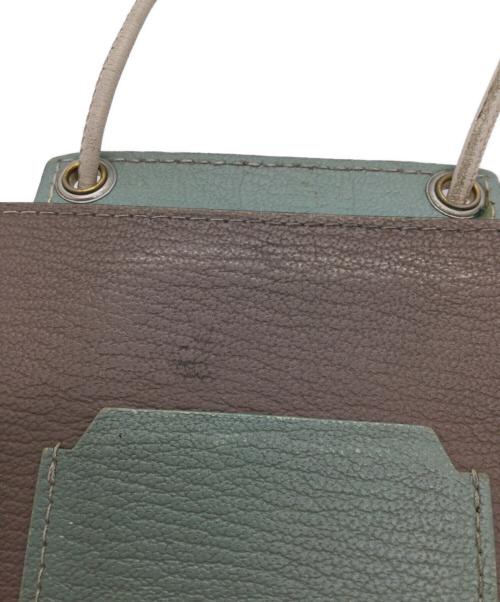 L’ARCOBALENO（ラルコバレーノ）L’ARCOBALENO (ラルコバレーノ) スマートWショルダーウォレット ブラウン×グリーンの古着・服飾アイテム