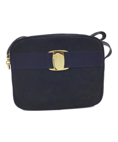 Salvatore Ferragamo（サルヴァトーレ フェラガモ）Salvatore Ferragamo (サルヴァトーレ フェラガモ) ヴァラリボンショルダーバッグ ネイビーの古着・服飾アイテム