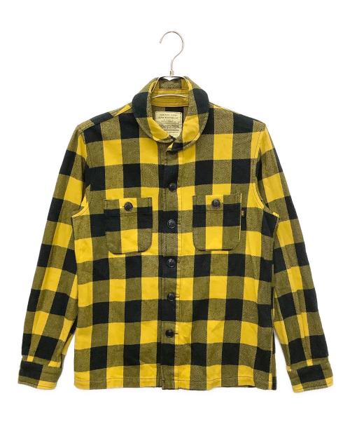 ALPHA（アルファ）ALPHA (アルファ) 長袖シャツ ブラック×イエロー サイズ:Lの古着・服飾アイテム