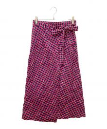 MACPHEE（マカフィー）の古着「ジオメトリックバティックプリント Aラインスカート」｜ショッキングピンク