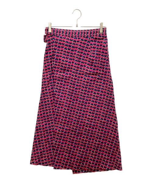MACPHEE（マカフィー）MACPHEE (マカフィー) ジオメトリックバティックプリント Aラインスカート ショッキングピンク サイズ:36の古着・服飾アイテム