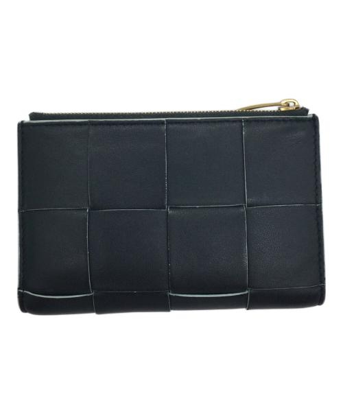 BOTTEGA VENETA（ボッテガベネタ）BOTTEGA VENETA (ボッテガベネタ) 2つ折り財布 ブラック×ブルーの古着・服飾アイテム
