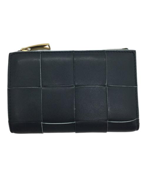 BOTTEGA VENETA（ボッテガベネタ）BOTTEGA VENETA (ボッテガベネタ) 2つ折り財布 ブラック×ブルーの古着・服飾アイテム