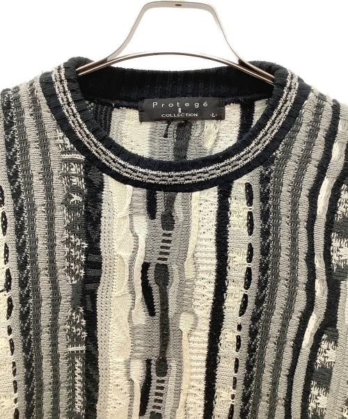 Protege COLLECTION（プロテージ コレクション）Protege COLLECTION (プロテージ コレクション) 厚手ニット ホワイト×グレー サイズ:Lの古着・服飾アイテム