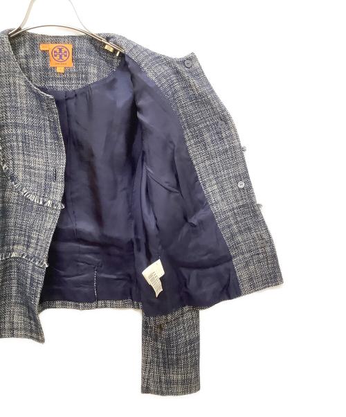 TORY BURCH（トリーバーチ）TORY BURCH (トリーバーチ) ノーカラージャケット ネイビー サイズ:2の古着・服飾アイテム