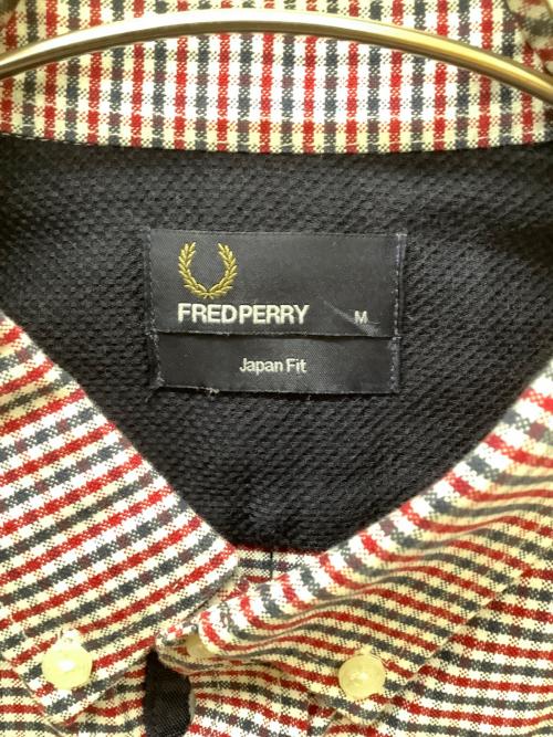 FRED PERRY（フレッドペリー）FRED PERRY (フレッドペリー) M7295J　長袖シャツ レッド×ネイビー サイズ:Mの古着・服飾アイテム
