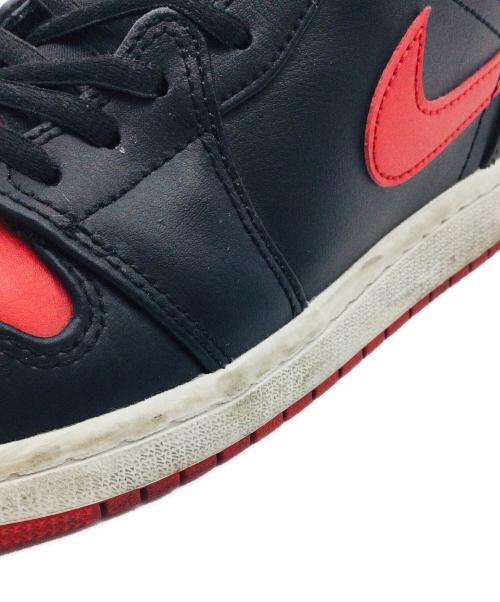 NIKE（ナイキ）NIKE (ナイキ) Air Jordan 1 Mid レッド×ブラック サイズ:US9.5、UK8.5、EUR43、cm27.5、BR41、CN275（2.5）の古着・服飾アイテム
