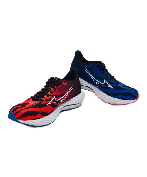 MIZUNO（ミズノ）MIZUNO (ミズノ) WAVE RIDER 28 ブルー×レッド サイズ:US8、UK7、EURO40.5、BRA39.5、JP26.0の古着・服飾アイテム