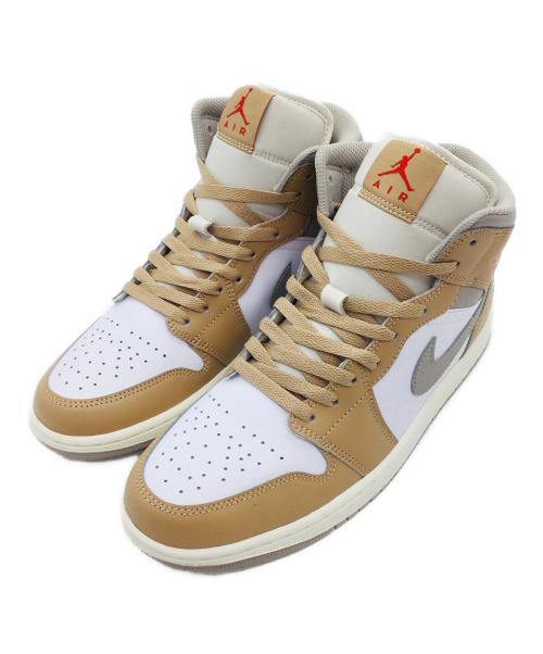 NIKE（ナイキ）NIKE (ナイキ) Air Jordan 1 Mid ベージュ×ホワイト サイズ:US10、UK9、EUR44、cm28、BR42、CN280の古着・服飾アイテム