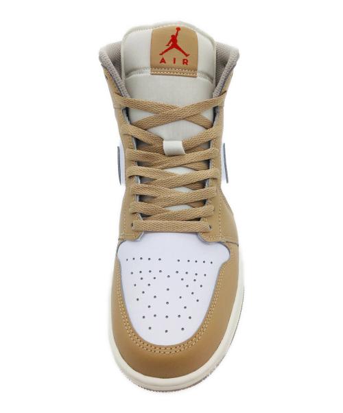 NIKE（ナイキ）NIKE (ナイキ) Air Jordan 1 Mid ベージュ×ホワイト サイズ:US10、UK9、EUR44、cm28、BR42、CN280の古着・服飾アイテム