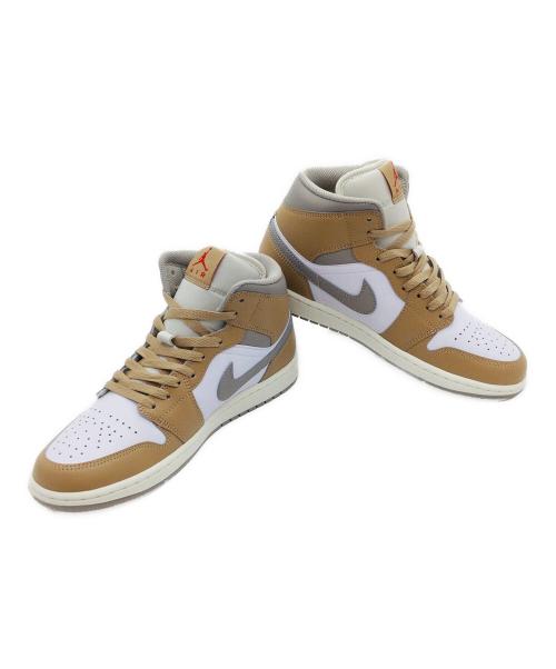 NIKE（ナイキ）NIKE (ナイキ) Air Jordan 1 Mid ベージュ×ホワイト サイズ:US10、UK9、EUR44、cm28、BR42、CN280の古着・服飾アイテム