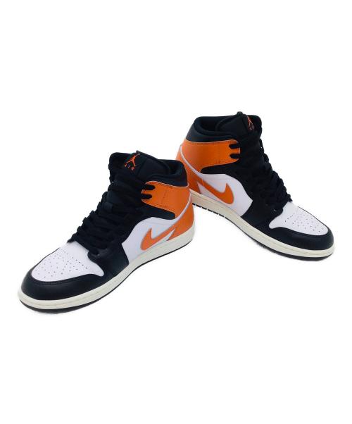 NIKE（ナイキ）NIKE (ナイキ) Air Jordan 1 Mid ホワイト×オレンジ サイズ:US10.5、UK9.5、EUR44.5、cm28.5、BR42.5、CN285の古着・服飾アイテム