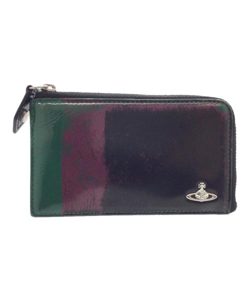 Vivienne Westwood（ヴィヴィアンウエストウッド）Vivienne Westwood (ヴィヴィアンウエストウッド) ラウンドファスナー財布 グリーン×パープルの古着・服飾アイテム