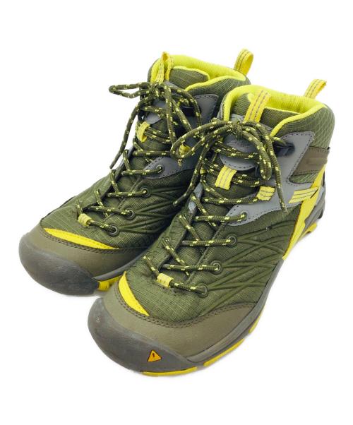 KEEN（キーン）KEEN (キーン) トレッキングシューズ カーキ×イエロー サイズ:EU38.5、US8、UK5.5、CM25の古着・服飾アイテム