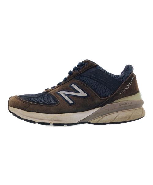 NEW BALANCE（ニューバランス）NEW BALANCE (ニューバランス) W990NV5 ブラウン×ネイビー サイズ:US07、UK05、EU37.5、CM24の古着・服飾アイテム
