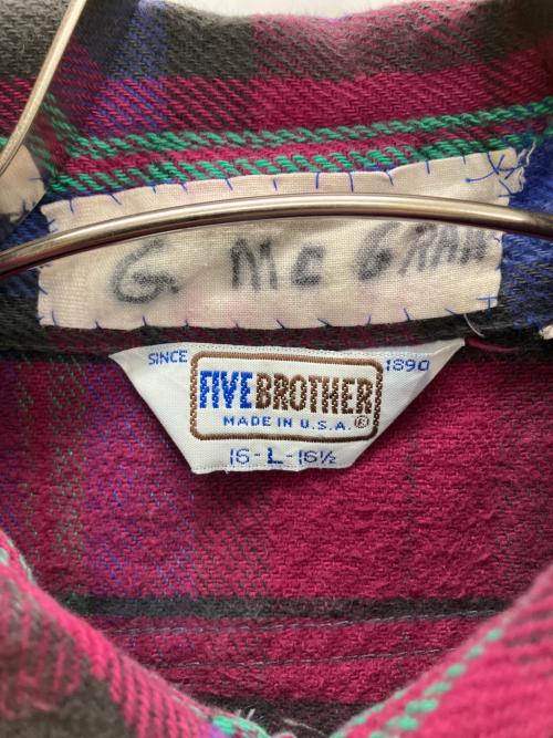 FIVE BROTHER（ファイブブラザー）FIVE BROTHER (ファイブブラザー) ネルシャツ パープル×グリーン サイズ:Lの古着・服飾アイテム