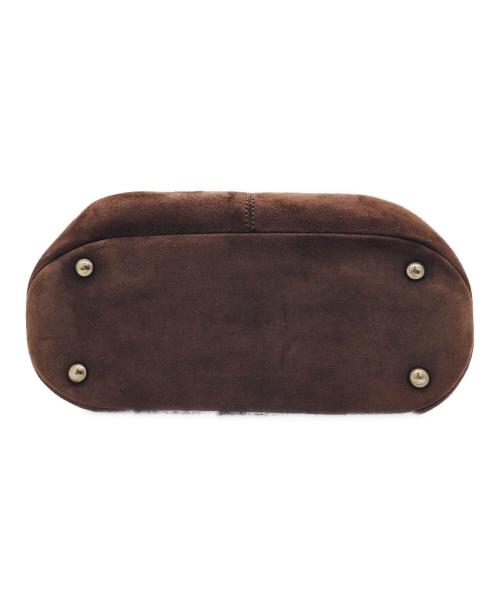 Salvatore Ferragamo（サルヴァトーレ フェラガモ）Salvatore Ferragamo (サルヴァトーレ フェラガモ) ファー付きスウェードハンドバッグ ブラウンｈｐの古着・服飾アイテム