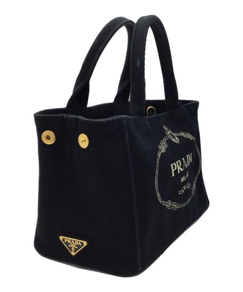 PRADA（プラダ）PRADA (プラダ) トートバッグ ブラック×ホワイトの古着・服飾アイテム