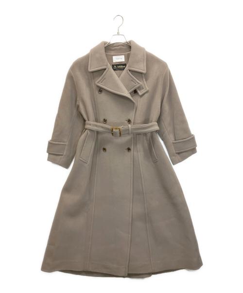 FRAY ID（フレイ アイディー）FRAY ID (フレイ アイディー) FWFC214028　スタンドカラーダブルコート ベージュの古着・服飾アイテム