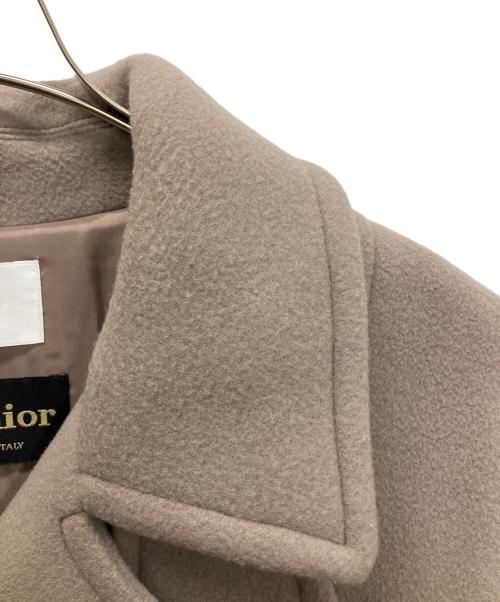 FRAY ID（フレイ アイディー）FRAY ID (フレイ アイディー) FWFC214028　スタンドカラーダブルコート ベージュの古着・服飾アイテム