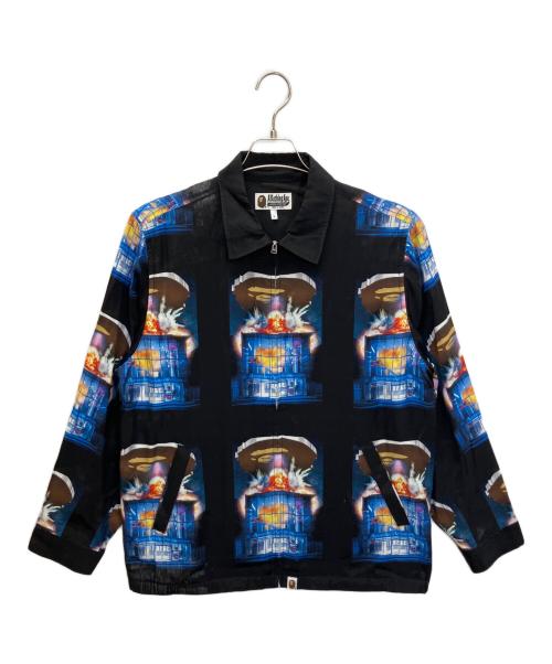 A BATHING APE（ア ベイシング エイプ）A BATHING APE (ア ベイシング エイプ) 001LJH301007X　シャツブルゾン ブラック×ブルー サイズ:Lの古着・服飾アイテム