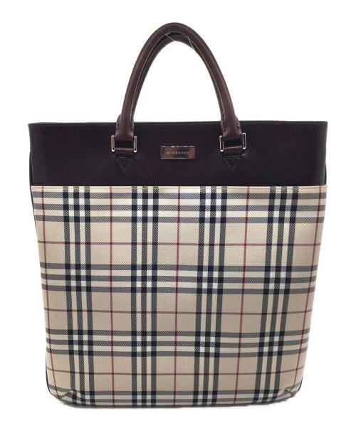 BURBERRY（バーバリー）BURBERRY (バーバリー) トートバッグ カーキ×ブラウンの古着・服飾アイテム