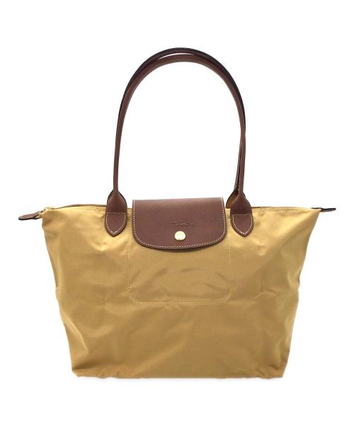LONGCHAMP（ロンシャン）LONGCHAMP (ロンシャン) 折りたたみバッグ ベージュ×ブラウンの古着・服飾アイテム