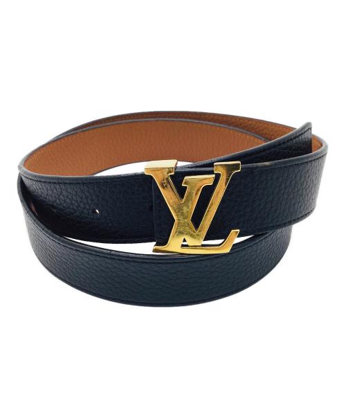 LOUIS VUITTON（ルイ ヴィトン）LOUIS VUITTON (ルイ ヴィトン) サンチュール・イニシャル マドレーヌ リバーシブル 30MM ブラック×ゴールドの古着・服飾アイテム