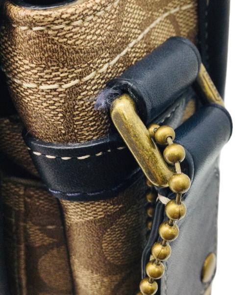 COACH（コーチ）COACH (コーチ) ヘリテージ ストライプ ショルダーバッグ ブラウン×ネイビーの古着・服飾アイテム