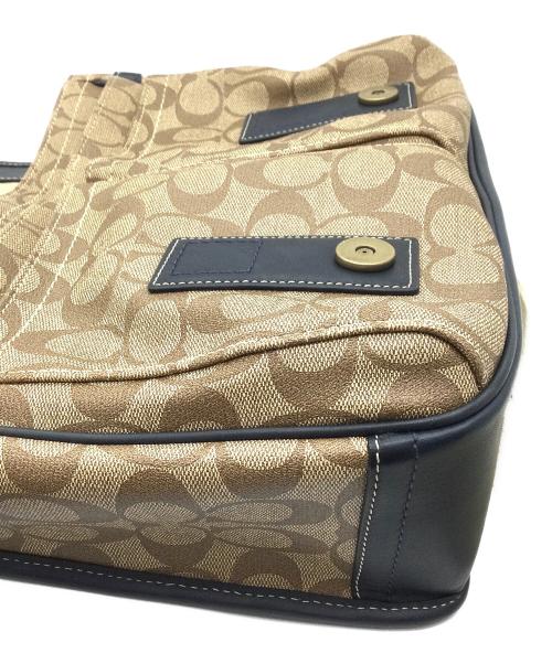 COACH（コーチ）COACH (コーチ) ヘリテージ ストライプ ショルダーバッグ ブラウン×ネイビーの古着・服飾アイテム