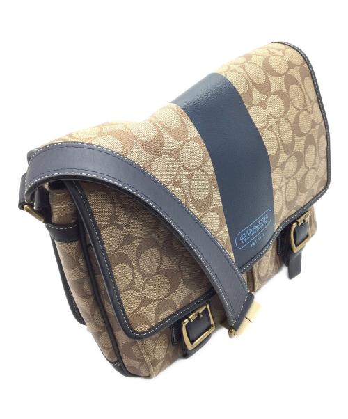 COACH（コーチ）COACH (コーチ) ヘリテージ ストライプ ショルダーバッグ ブラウン×ネイビーの古着・服飾アイテム