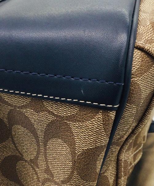 COACH（コーチ）COACH (コーチ) ヘリテージ ストライプ ショルダーバッグ ブラウン×ネイビーの古着・服飾アイテム