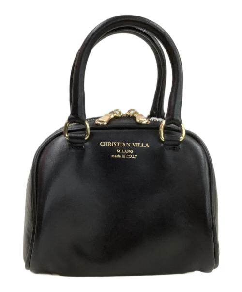 CHRISTIAN VILLA（クリスチャンヴィラ）CHRISTIAN VILLA (クリスチャンヴィラ) 2WAYミニバッグ ブラック×ゴールドの古着・服飾アイテム