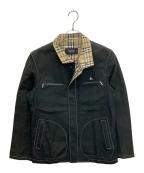 BURBERRY BLACK LABELバーバリーブラックレーベル）の古着「BMP73-682-09　ホワイトステッチジャケット」｜ブラック×ホワイト