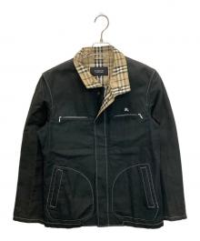 BURBERRY BLACK LABEL（バーバリーブラックレーベル）の古着「BMP73-682-09　ホワイトステッチジャケット」｜ブラック×ホワイト